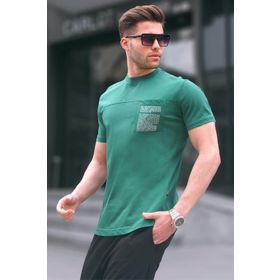 Madmext 6102 Koyu Yeşil Regular Fit Yama Cepli Erkek T-shirt