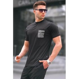 Madmext 6102 Siyah Regular Fit Yama Cepli Erkek T-shirt