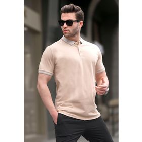 Madmext 6105 Bej Regular Fit Polo Yaka Erkek T-shirt