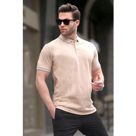 Madmext 6105 Bej Regular Fit Polo Yaka Erkek T-shirt
