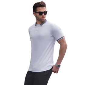 Madmext 6105 Beyaz Regular Fit Polo Yaka Erkek T-shirt