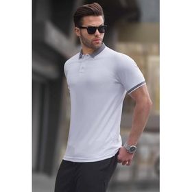 Madmext 6105 Beyaz Regular Fit Polo Yaka Erkek T-shirt