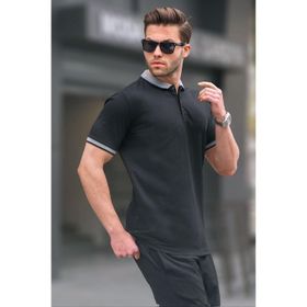 Madmext 6105 Siyah Regular Fit Polo Yaka Erkek T-shirt