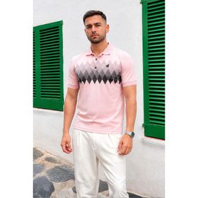 Madmext 6106 Pudra Desenli Polo Yaka Erkek T-shirt