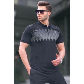 Madmext 6106 Siyah Desenli Polo Yaka Erkek T-shirt