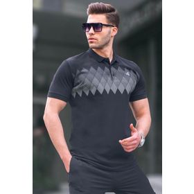 Madmext 6106 Siyah Desenli Polo Yaka Erkek T-shirt