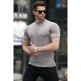 Madmext 6107 Bej Hakim Yaka Polo Erkek T-shirt