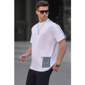 Madmext 6111 Beyaz Baskılı Overfit Erkek T-shirt