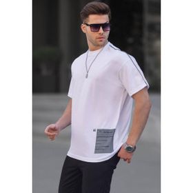 Madmext 6111 Beyaz Baskılı Overfit Erkek T-shirt