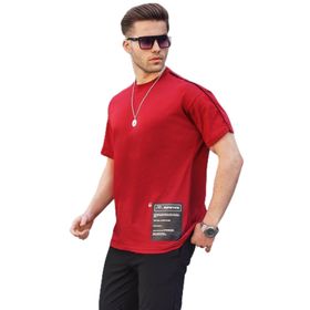 Madmext 6111 Bordo Baskılı Over Fit Erkek T-shirt