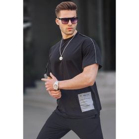 Madmext 6111 Siyah Baskılı Overfit Erkek T-shirt