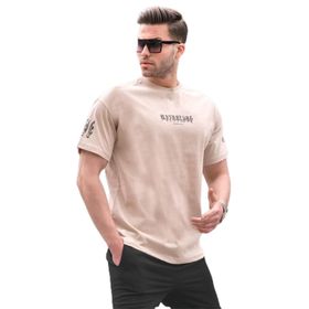 Madmext 6112 Bej Bisiklet Yaka Erkek T-shirt