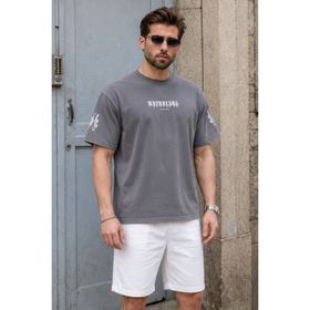 Madmext 6112 Füme Bisiklet Yaka Erkek T-shirt