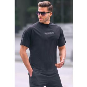 Madmext 6112 Siyah Bisiklet Yaka Erkek T-shirt