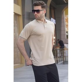 Madmext 6113 Bej Polo Yaka Erkek T-shirt