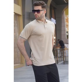 Madmext 6113 Bej Polo Yaka Erkek T-shirt
