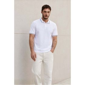 Madmext 6113 Beyaz Polo Yaka Erkek T-shirt
