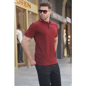 Madmext 6113 Bordo Polo Yaka Erkek T-shirt