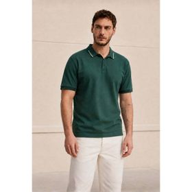 Madmext 6113 Koyu Yeşil Polo Yaka Erkek T-shirt