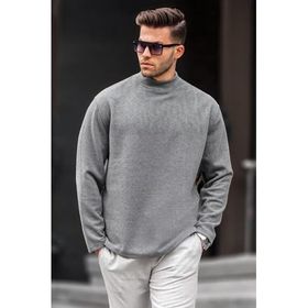 Madmext 6114 Antrasit Balıkçı Yaka Oversize Erkek Kazak