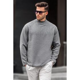 Madmext 6114 Antrasit Balıkçı Yaka Oversize Erkek Kazak