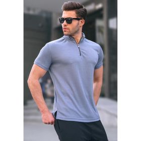 Madmext 6120 Füme Fermuar Yaka Erkek T-shirt