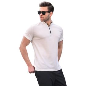 Madmext 6120 Gri Fermuar Yaka Erkek T-shirt