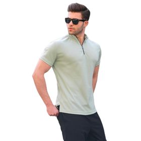Madmext 6120 Mint Yeşili Fermuar Yaka Erkek T-shirt