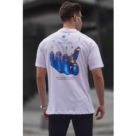 Madmext 6121 Beyaz Baskılı Erkek T-shirt