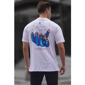 Madmext 6121 Beyaz Baskılı Erkek T-shirt