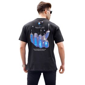 Madmext 6121 Siyah Sırt Baskılı Regular fit Erkek T-shirt