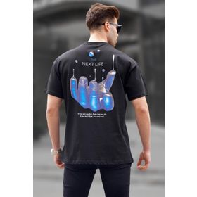 Madmext 6121 Siyah Sırt Baskılı Regular fit Erkek T-shirt