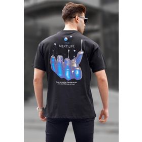 Madmext 6121 Siyah Sırt Baskılı Regular fit Erkek T-shirt
