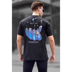 Madmext 6121 Siyah Sırt Baskılı Regular fit Erkek T-shirt