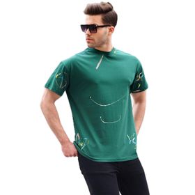 Madmext 6122 Yeşil Desenli Overfit Erkek T-shirt