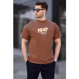 Madmext 6124 Baskılı Kahverengi Erkek T-shirt