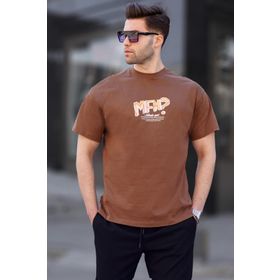 Madmext 6124 Baskılı Kahverengi Erkek T-shirt