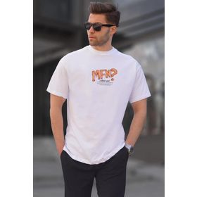 Madmext 6124 Beyaz Baskılı Erkek T-shirt