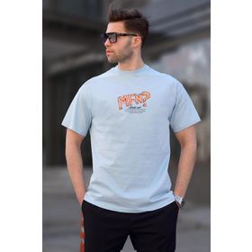 Madmext 6124 Mavi Baskılı Erkek T-shirt
