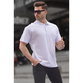 Madmext 6126 Beyaz Polo Yaka Basic Erkek T-shirt