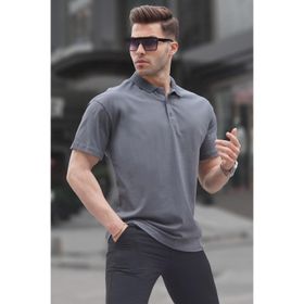 Madmext 6126 Füme Polo Yaka Basic Erkek T-shirt