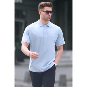 Madmext 6126 Mavi Polo Yaka Basic Erkek T-shirt