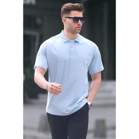 Madmext 6126 Mavi Polo Yaka Basic Erkek T-shirt
