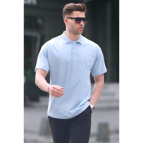 Madmext 6126 Mavi Polo Yaka Basic Erkek T-shirt
