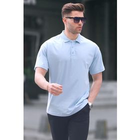 Madmext 6126 Mavi Polo Yaka Basic Erkek T-shirt