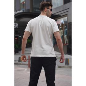 Madmext 6131 Ekru Regular Fit Basic Erkek T-shirt