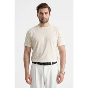 Madmext 6131 Ekru Regular Fit Basic Erkek T-shirt