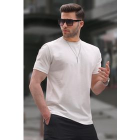 Madmext 6131 Ekru Regular Fit Basic Erkek T-shirt