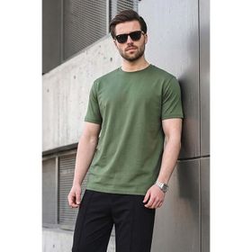 Madmext 6131 Haki Regular Fit Basic Erkek T-shirt