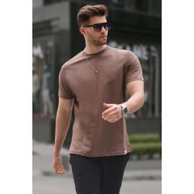 Madmext 6131 Kahverengi Regular Fit Basic Erkek T-shirt
